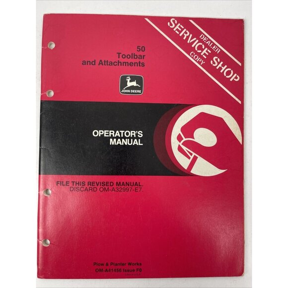 John Deere 50 Toolbar & Attachments Operator's Manual OM A41456 Issue F0 dealer - Picture 1 of 12